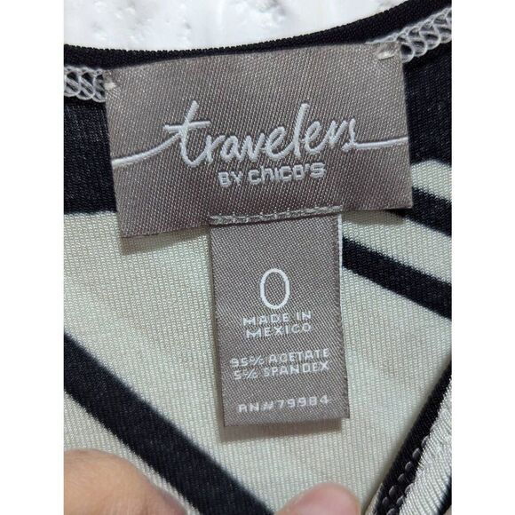 Travelers by Chico's Women's Black & Cream 2-Piece Geometric Pattern Top & Jacke - Picture 7 of 8